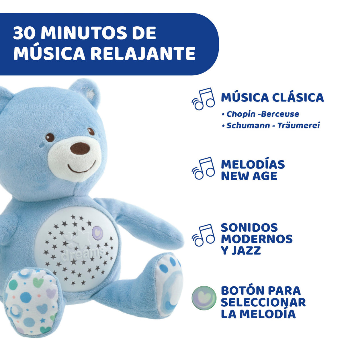 Osito Proyector Baby Bear azul - Chicco