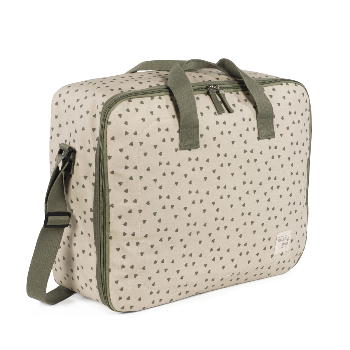 Maleta Corazones Poppy Musgo - Walking Mum