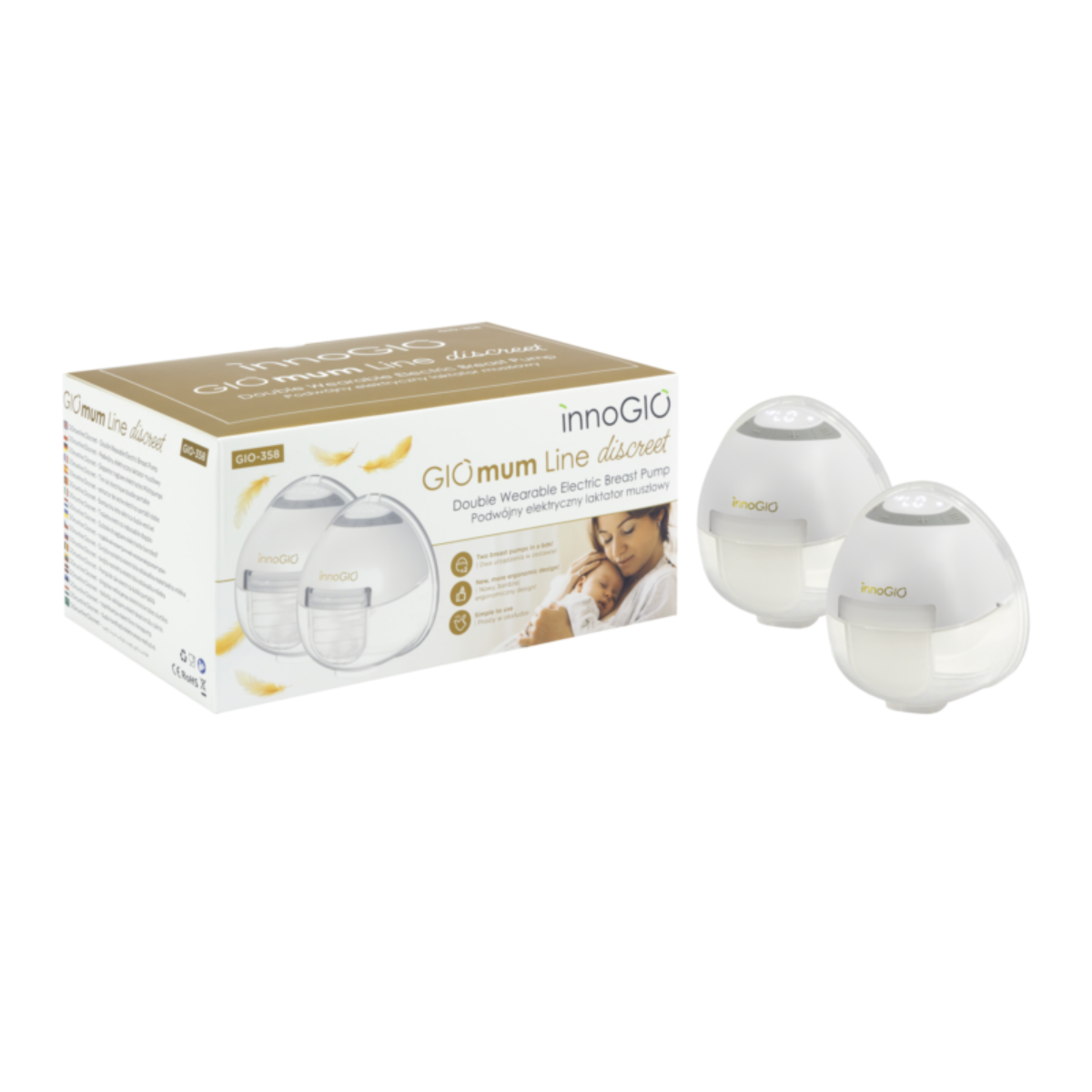 Doble Extractor Eléctrico Portátil GIOmum Line Discreet - Innogio