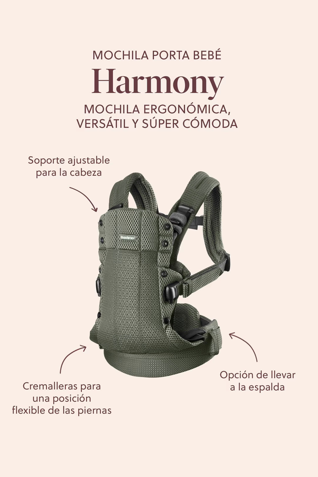 Mochila portabebé Harmony Arena malla 3D - Babybjörn