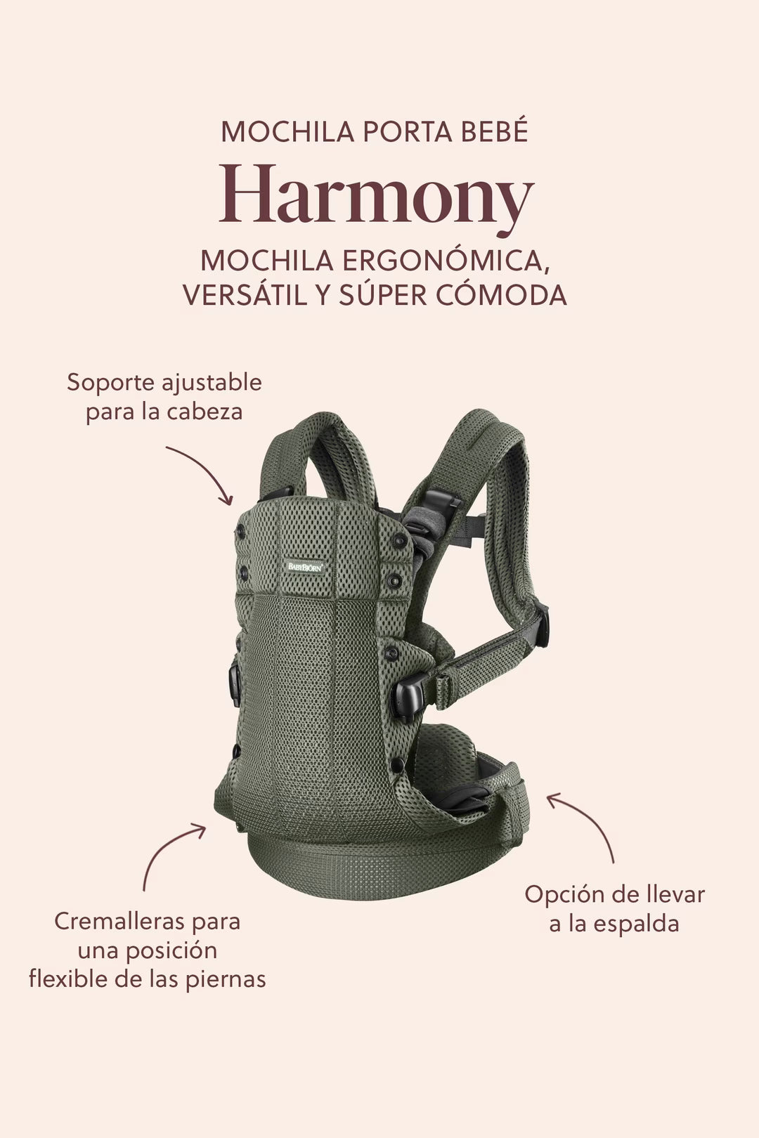 Mochila portabebé Harmony Arena malla 3D - Babybjörn